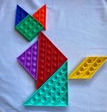 Tangram Popit soft sensory fidget toy create more shapes press dimples bubble pop cat