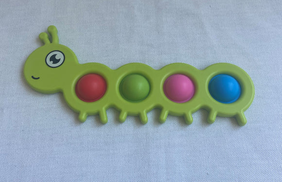 Caterpillar Popit green solid frame soft dimples to press sensory fidget toy