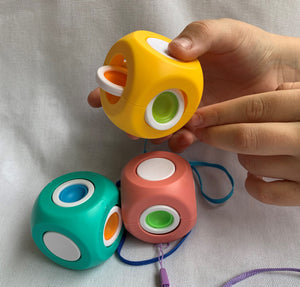 Cube Fidget Spinner with soft dimples to spin and press