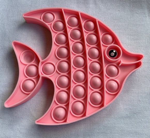 Pink Fish Popit Fidget toy soft dimples endless bubble wrap fun sensory