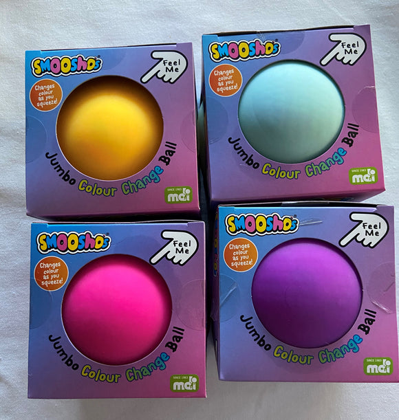smooshos squishy squish jumbo ball colour change soft sensory fidget toy