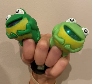 Squishy Frog Ring open their mouths to see a glittery ball soft sensory fidget toy