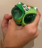 Squishy Frog Ring open their mouths to see a glittery ball soft sensory fidget toy