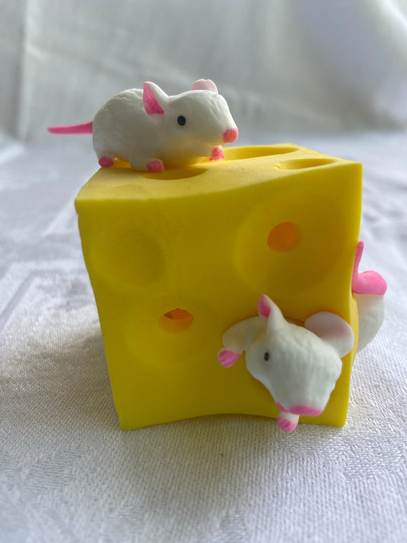 Soft Squishy stretchy sensory fidget toy mouse in cheese